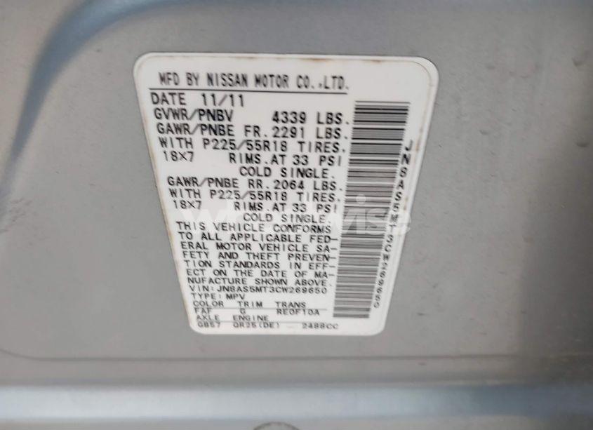 Photo 9 of 2012 Nissan Rogue SV W/SL PKG (VIN JN8AS5MT3CW269650)