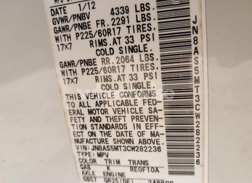 Photo 9 of 2012 Nissan Rogue SV (VIN JN8AS5MT3CW282236)