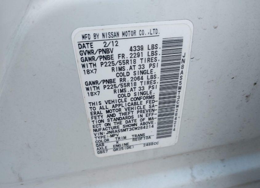 Photo 9 of 2012 Nissan Rogue SV W/SL PKG (VIN JN8AS5MT3CW284214)