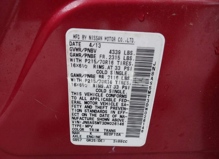 Photo 9 of 2013 Nissan Rogue S (VIN JN8AS5MT3DW026146)