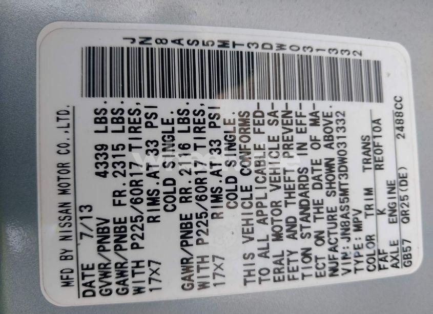 Photo 9 of 2013 Nissan Rogue SV (VIN JN8AS5MT3DW031332)