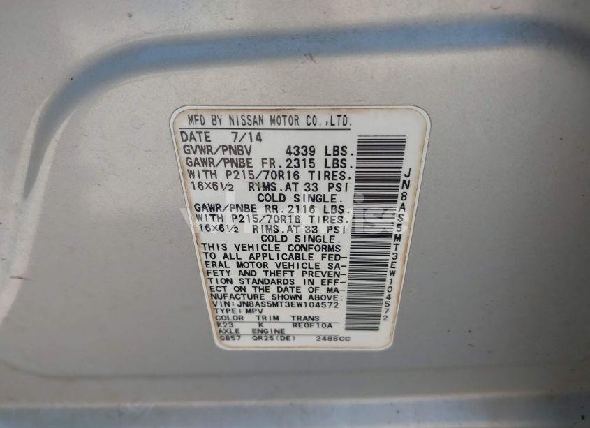 Photo 9 of 2014 Nissan Rogue SELECT S (VIN JN8AS5MT3EW104572)