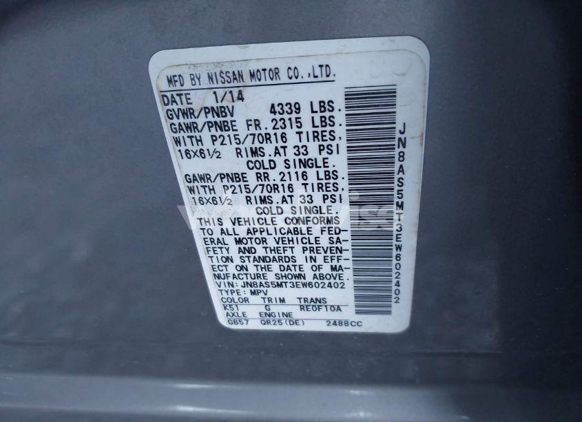 Photo 9 of 2014 Nissan Rogue SELECT S (VIN JN8AS5MT3EW602402)