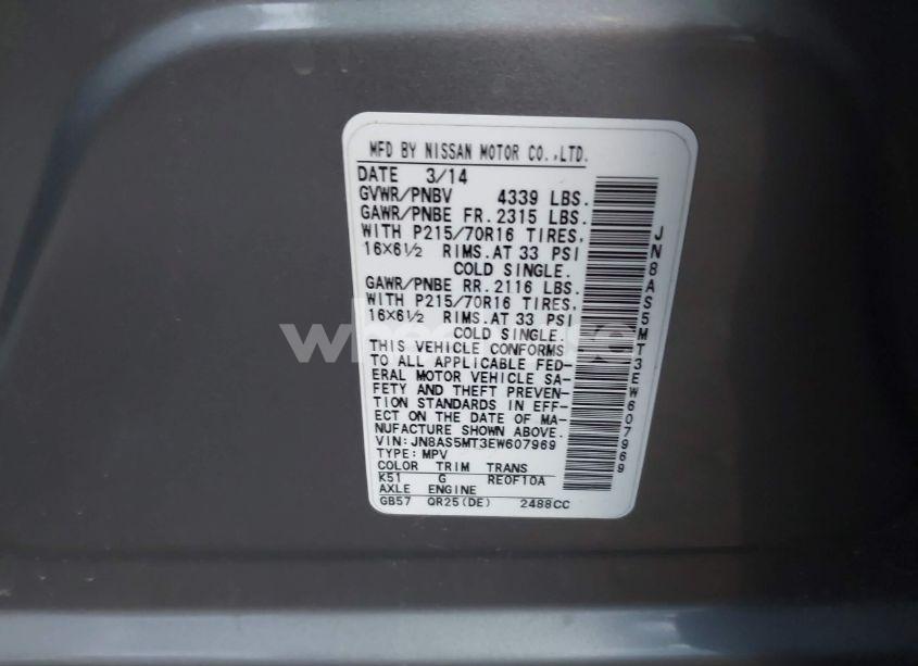 Photo 9 of 2014 Nissan Rogue SELECT S (VIN JN8AS5MT3EW607969)