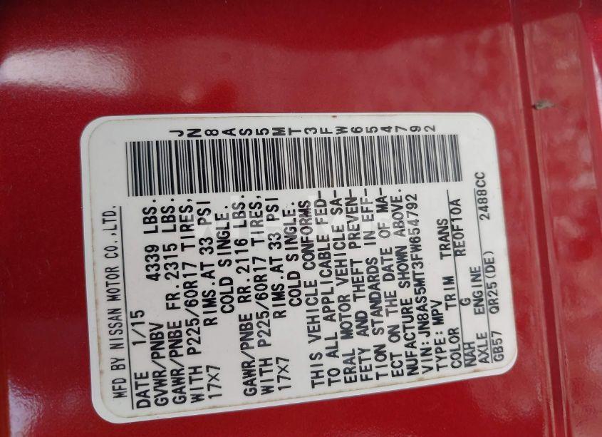 Photo 9 of 2015 Nissan Rogue SELECT S (VIN JN8AS5MT3FW654792)