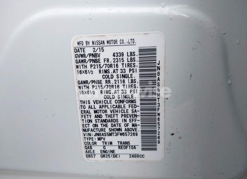 Photo 9 of 2015 Nissan Rogue SELECT S (VIN JN8AS5MT3FW657269)