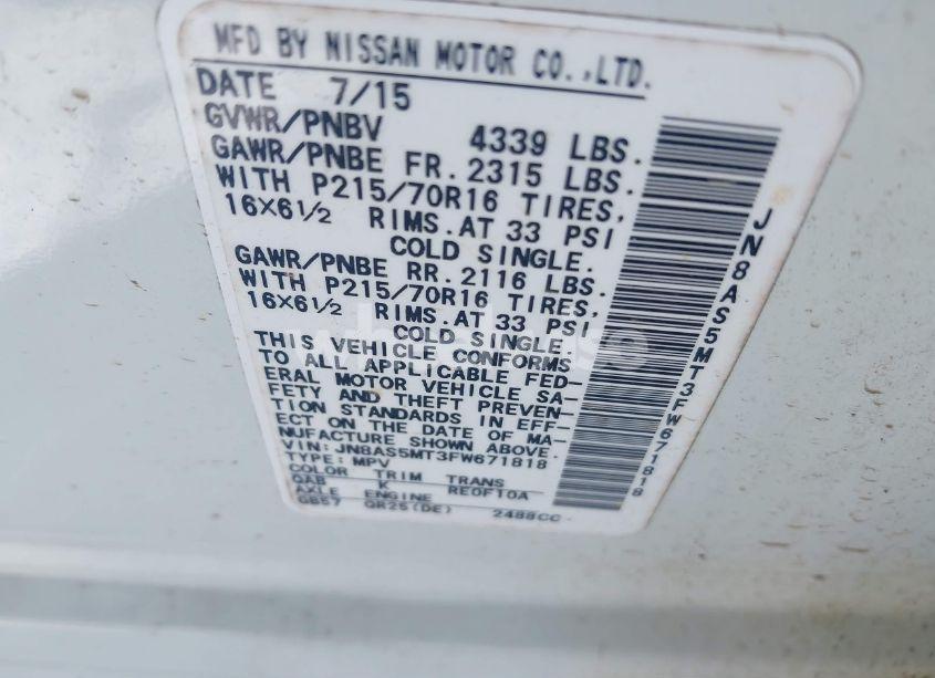 Photo 9 of 2015 Nissan Rogue SELECT S (VIN JN8AS5MT3FW671818)