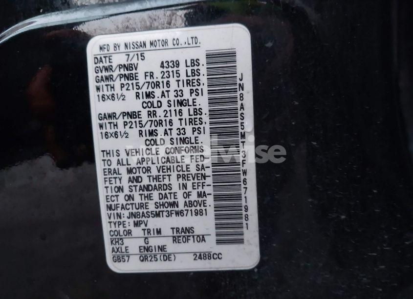 Photo 9 of 2015 Nissan Rogue SELECT S (VIN JN8AS5MT3FW671981)