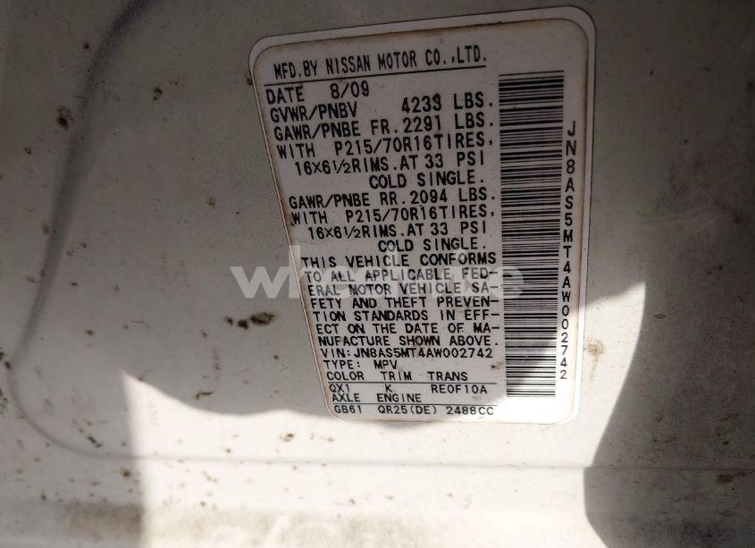 Photo 9 of 2010 Nissan Rogue S (VIN JN8AS5MT4AW002742)