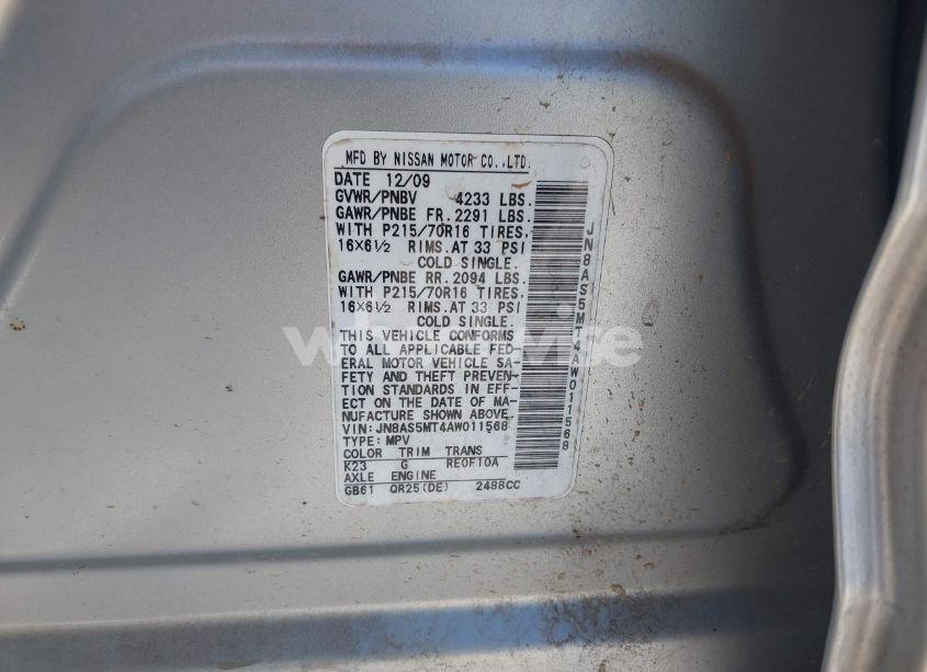 Photo 9 of 2010 Nissan Rogue S (VIN JN8AS5MT4AW011568)