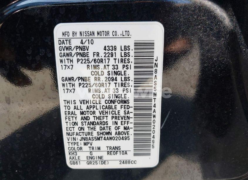 Photo 9 of 2010 Nissan Rogue SL (VIN JN8AS5MT4AW020495)