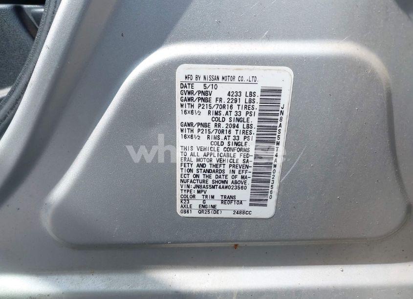 Photo 9 of 2010 Nissan Rogue S (VIN JN8AS5MT4AW023560)