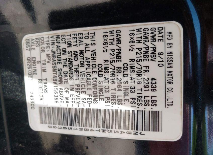 Photo 9 of 2011 Nissan Rogue S (VIN JN8AS5MT4BW156398)