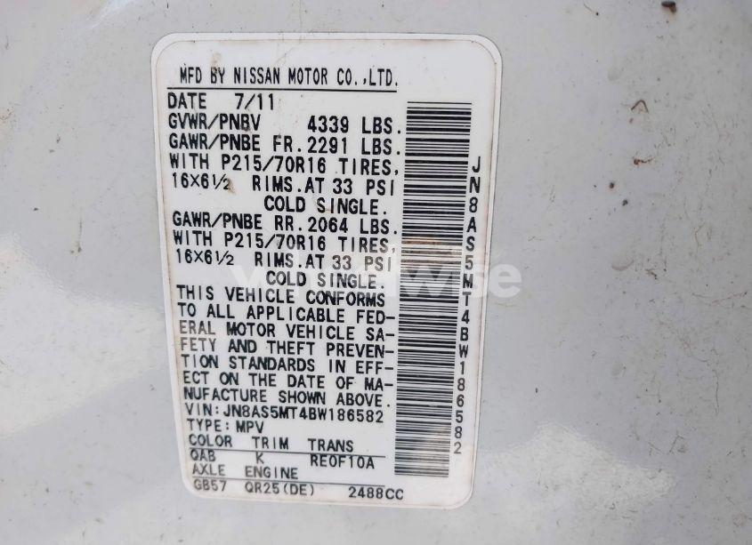 Photo 9 of 2011 Nissan Rogue S (VIN JN8AS5MT4BW186582)