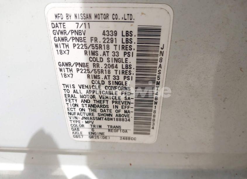 Photo 9 of 2011 Nissan Rogue SV (VIN JN8AS5MT4BW188834)