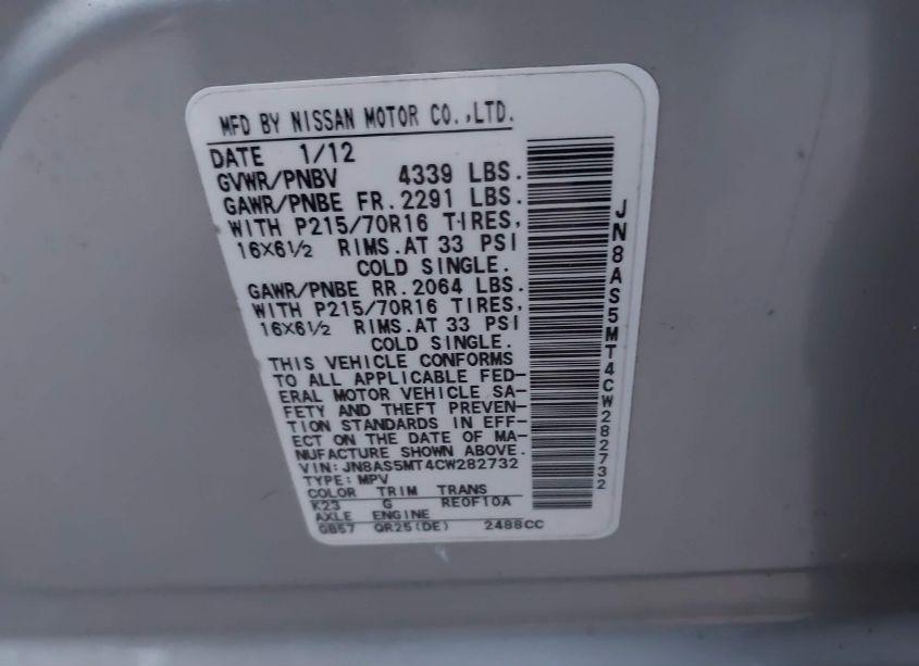 Photo 9 of 2012 Nissan Rogue S (VIN JN8AS5MT4CW282732)