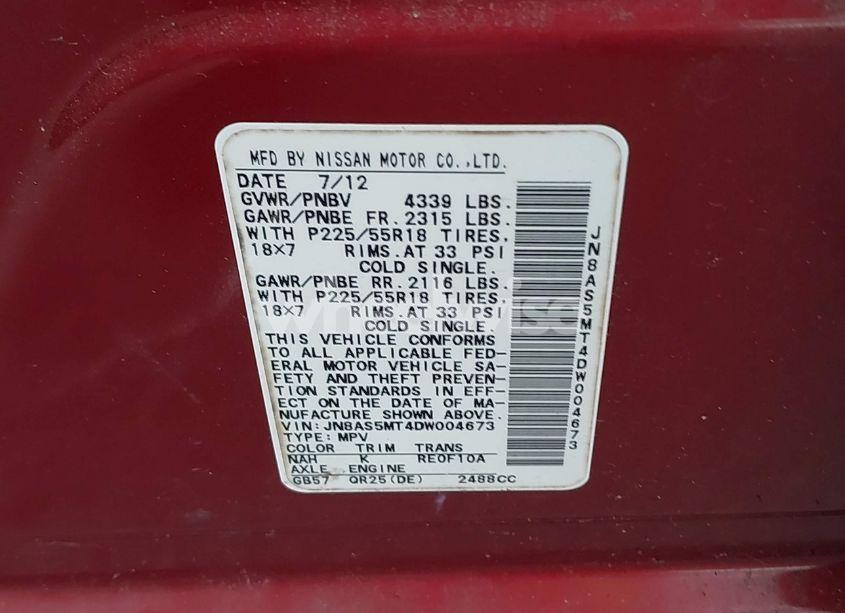 Photo 9 of 2013 Nissan Rogue SV W/SL PKG (VIN JN8AS5MT4DW004673)