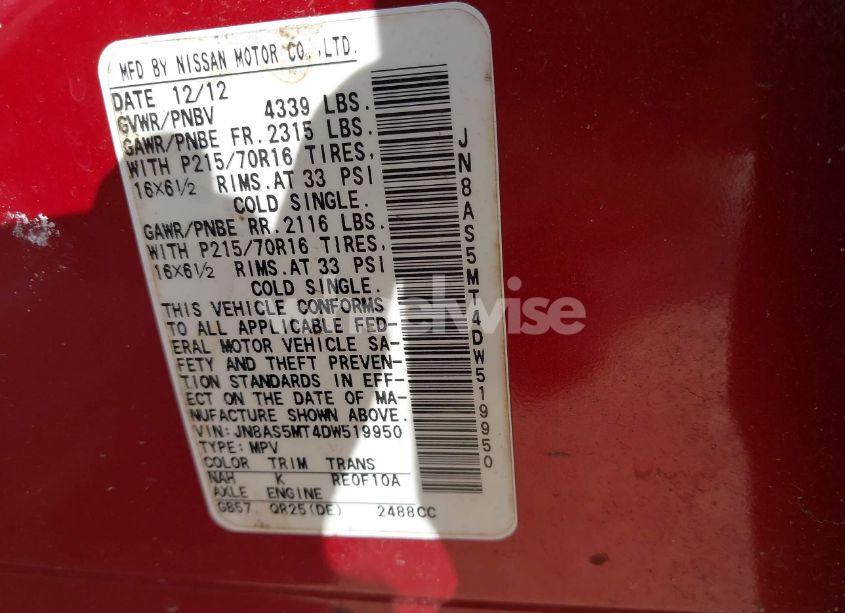 Photo 9 of 2013 Nissan Rogue S (VIN JN8AS5MT4DW519950)