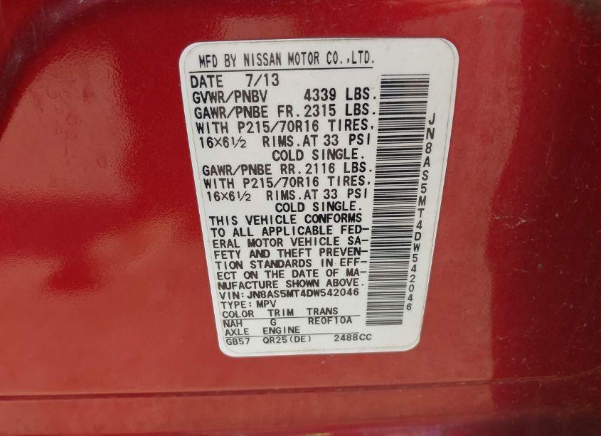 Photo 9 of 2013 Nissan Rogue S/SV/SV W/SL PKG (VIN JN8AS5MT4DW542046)