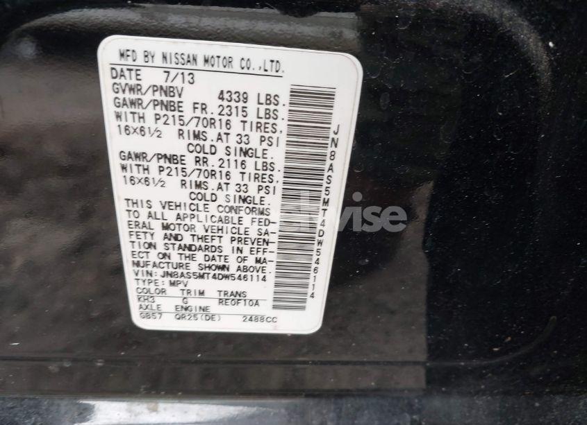Photo 9 of 2013 Nissan Rogue S (VIN JN8AS5MT4DW546114)