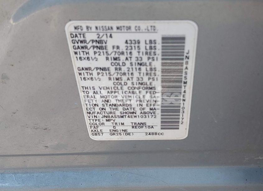 Photo 9 of 2014 Nissan Rogue SELECT S (VIN JN8AS5MT4EW103172)