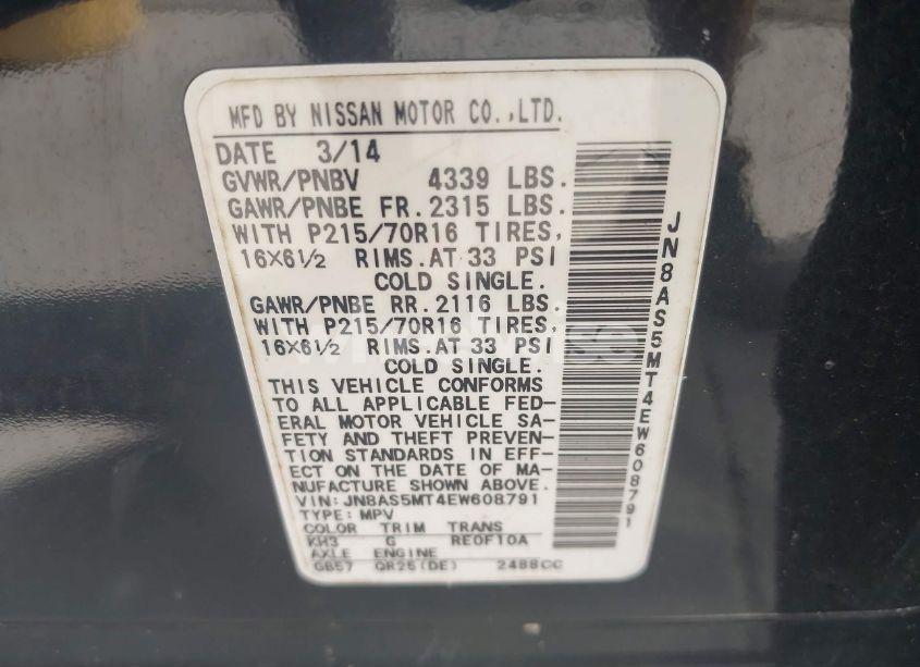 Photo 9 of 2014 Nissan Rogue SELECT S (VIN JN8AS5MT4EW608791)