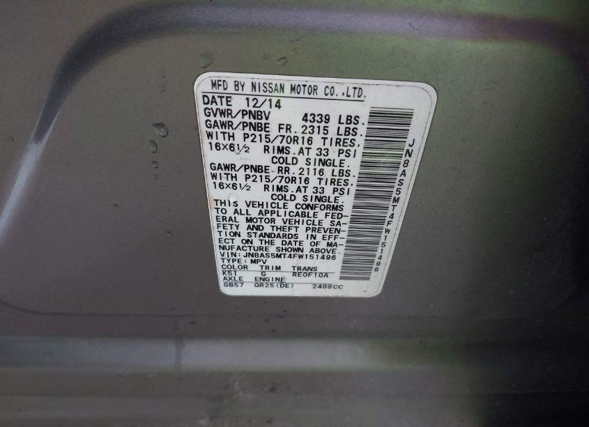 Photo 9 of 2015 Nissan Rogue SELECT S (VIN JN8AS5MT4FW151496)