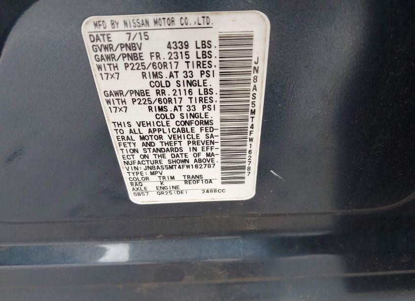 Photo 9 of 2015 Nissan Rogue SELECT S (VIN JN8AS5MT4FW162787)