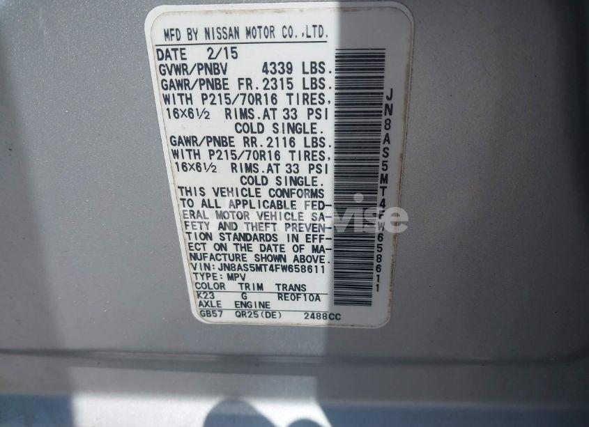 Photo 9 of 2015 Nissan Rogue SELECT S (VIN JN8AS5MT4FW658611)