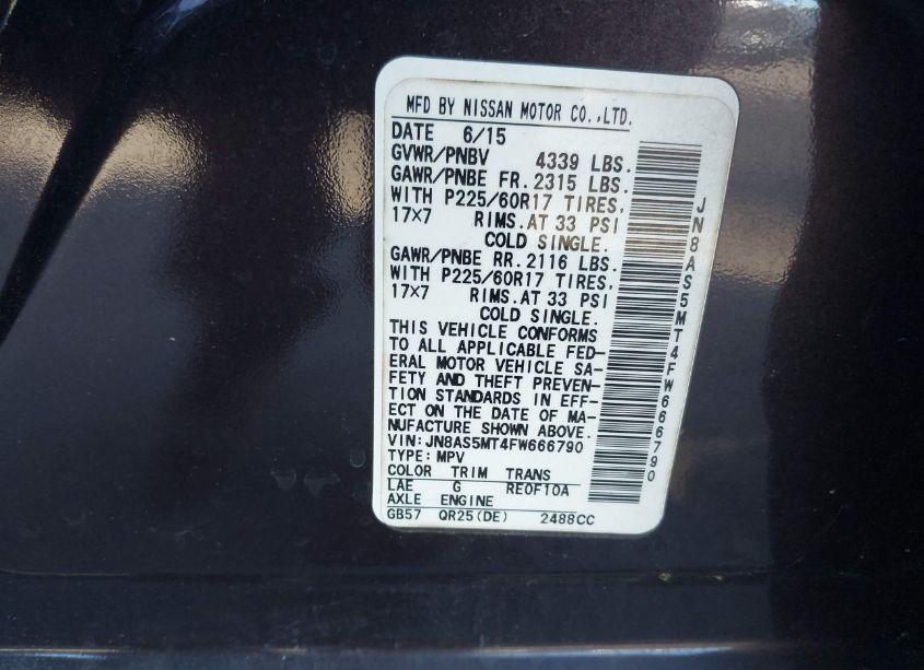 Photo 9 of 2015 Nissan Rogue SELECT S (VIN JN8AS5MT4FW666790)