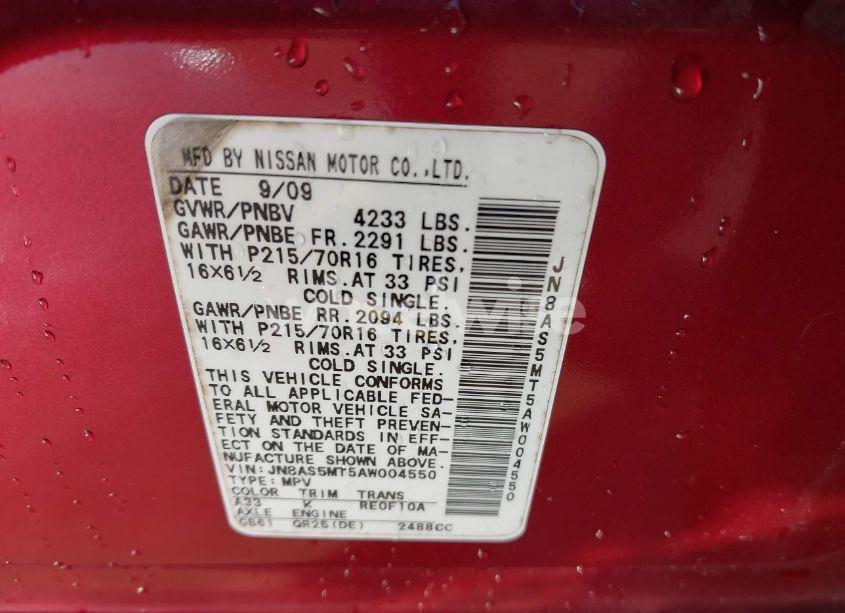 Photo 9 of 2010 Nissan Rogue S (VIN JN8AS5MT5AW004550)