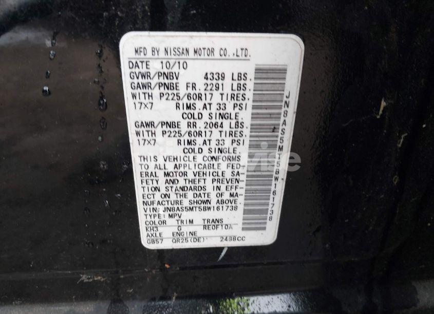 Photo 9 of 2011 Nissan Rogue SV (VIN JN8AS5MT5BW161738)