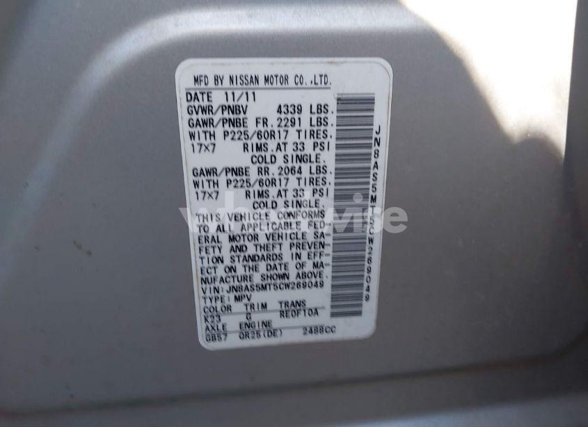 Photo 9 of 2012 Nissan Rogue SV (VIN JN8AS5MT5CW269049)