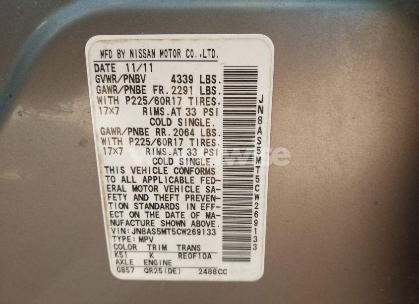 Photo 9 of 2012 Nissan Rogue SV (VIN JN8AS5MT5CW269133)