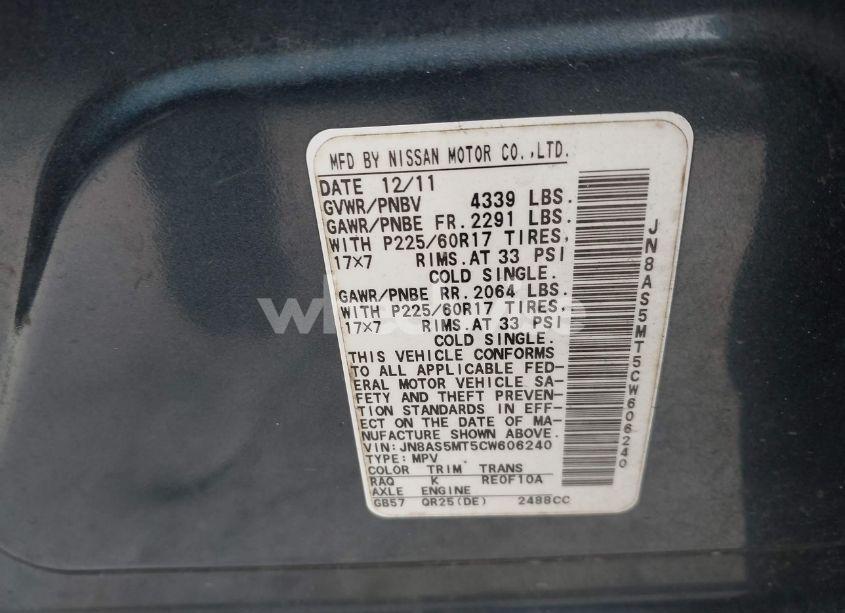 Photo 9 of 2012 Nissan Rogue SV (VIN JN8AS5MT5CW606240)