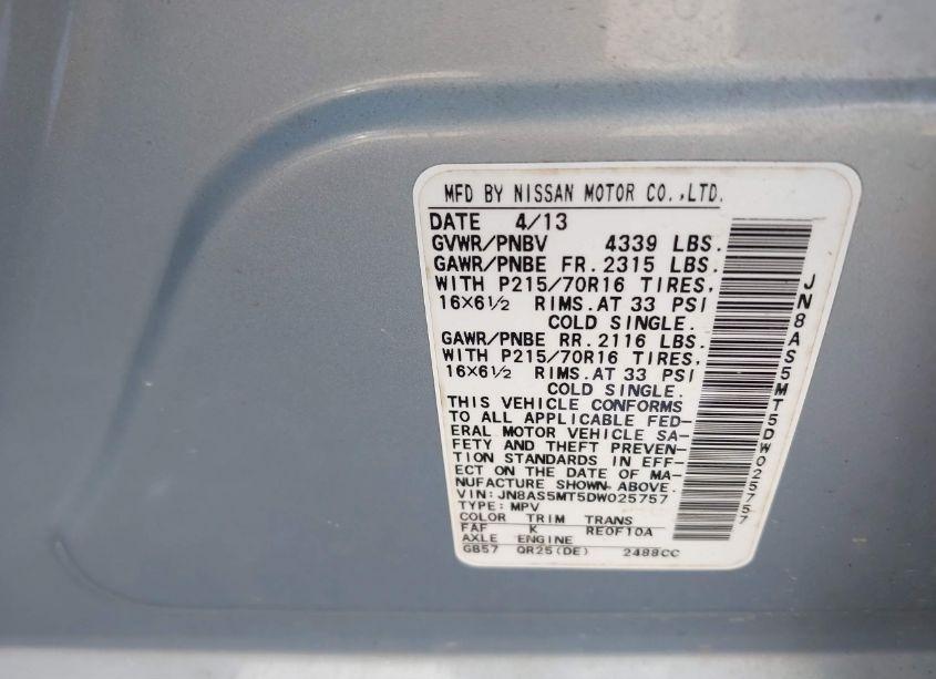 Photo 9 of 2013 Nissan Rogue S (VIN JN8AS5MT5DW025757)