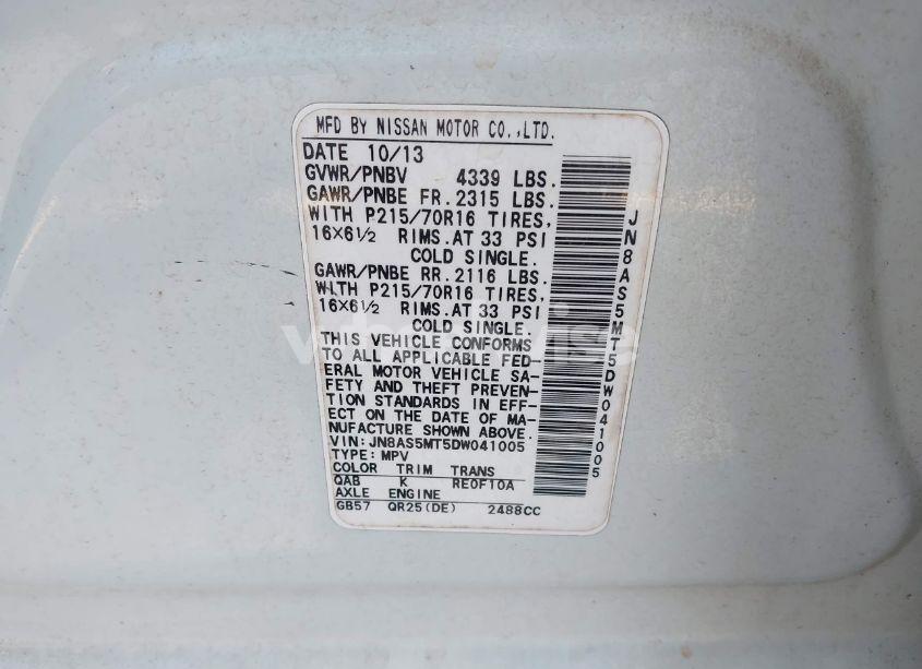 Photo 9 of 2013 Nissan Rogue S (VIN JN8AS5MT5DW041005)