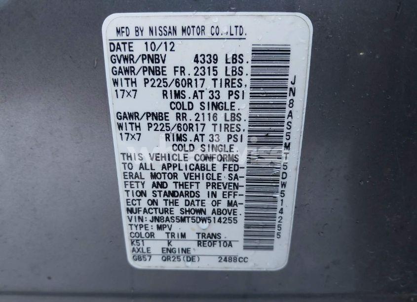 Photo 9 of 2013 Nissan Rogue SV (VIN JN8AS5MT5DW514255)