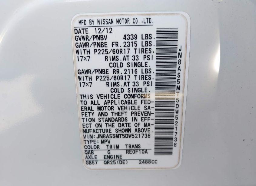 Photo 9 of 2013 Nissan Rogue SV (VIN JN8AS5MT5DW521738)