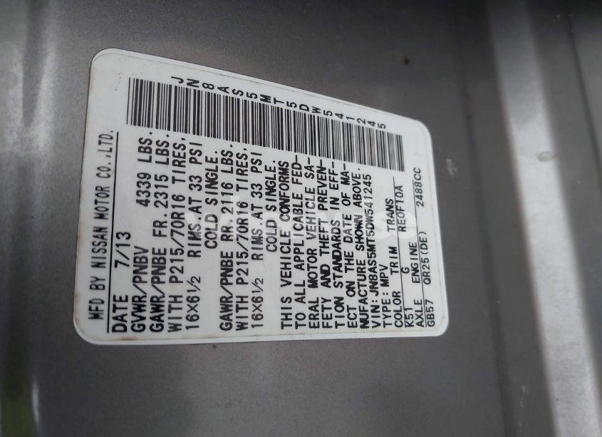 Photo 9 of 2013 Nissan Rogue S (VIN JN8AS5MT5DW541245)