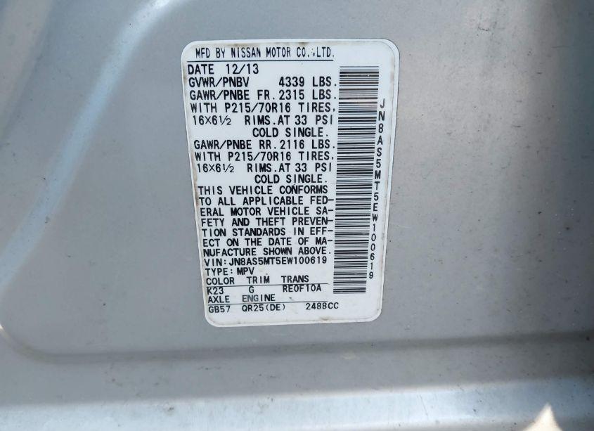 Photo 9 of 2014 Nissan Rogue SELECT S (VIN JN8AS5MT5EW100619)