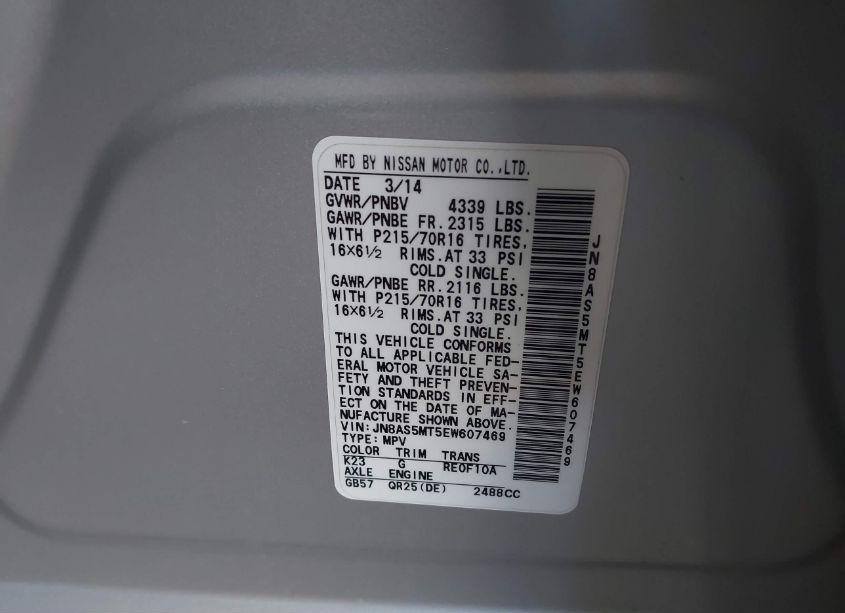 Photo 9 of 2014 Nissan Rogue SELECT S (VIN JN8AS5MT5EW607469)