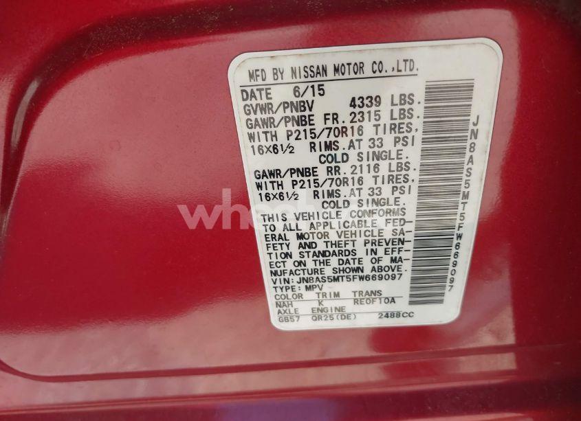 Photo 9 of 2015 Nissan Rogue SELECT S (VIN JN8AS5MT5FW669097)