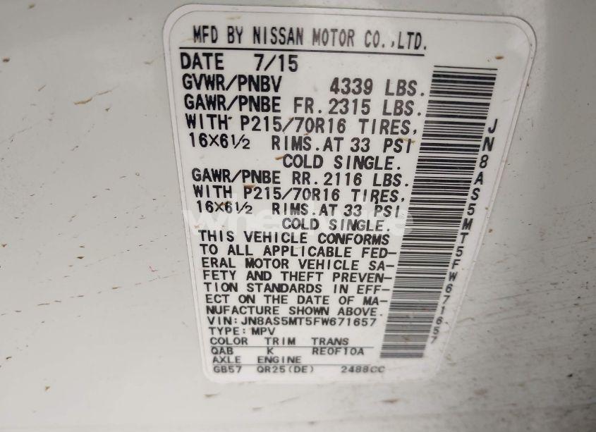 Photo 9 of 2015 Nissan Rogue SELECT S (VIN JN8AS5MT5FW671657)