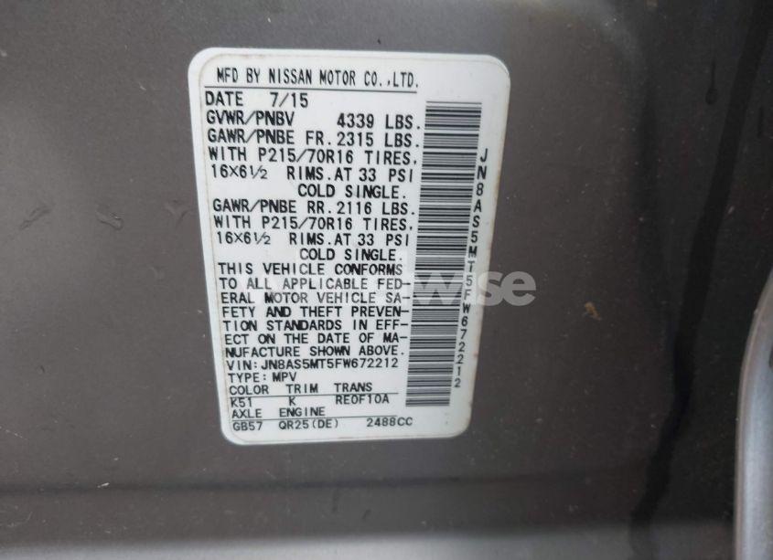 Photo 9 of 2015 Nissan Rogue SELECT S (VIN JN8AS5MT5FW672212)