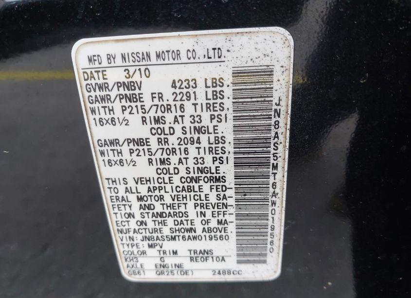 Photo 9 of 2010 Nissan Rogue S (VIN JN8AS5MT6AW019560)