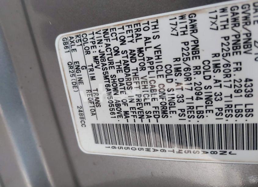 Photo 9 of 2010 Nissan Rogue SL (VIN JN8AS5MT6AW505561)