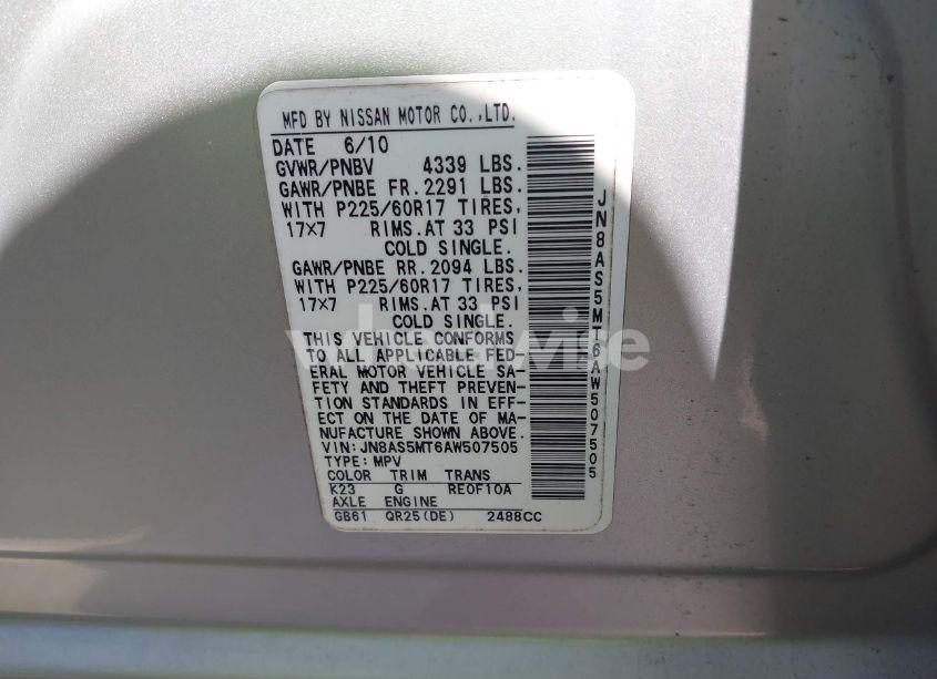 Photo 9 of 2010 Nissan Rogue SL (VIN JN8AS5MT6AW507505)