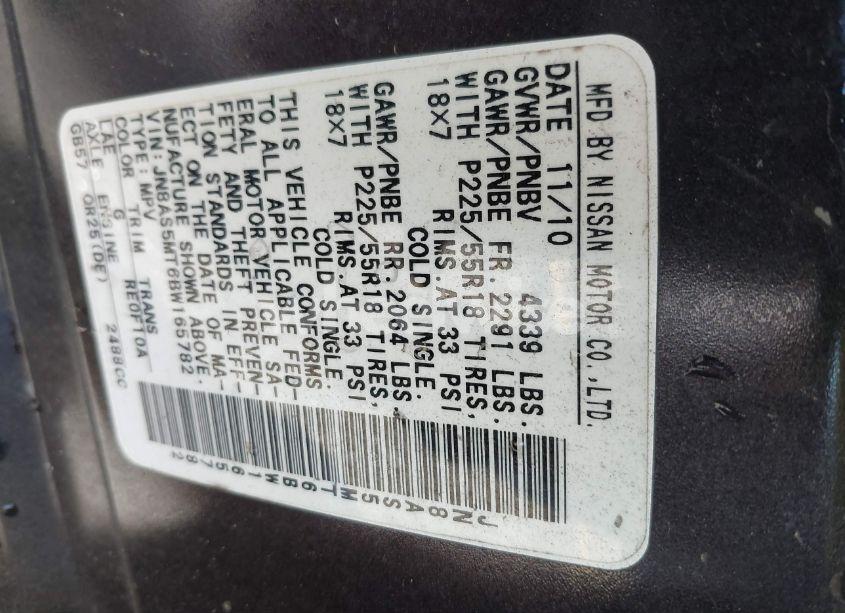 Photo 9 of 2011 Nissan Rogue SV (VIN JN8AS5MT6BW165782)