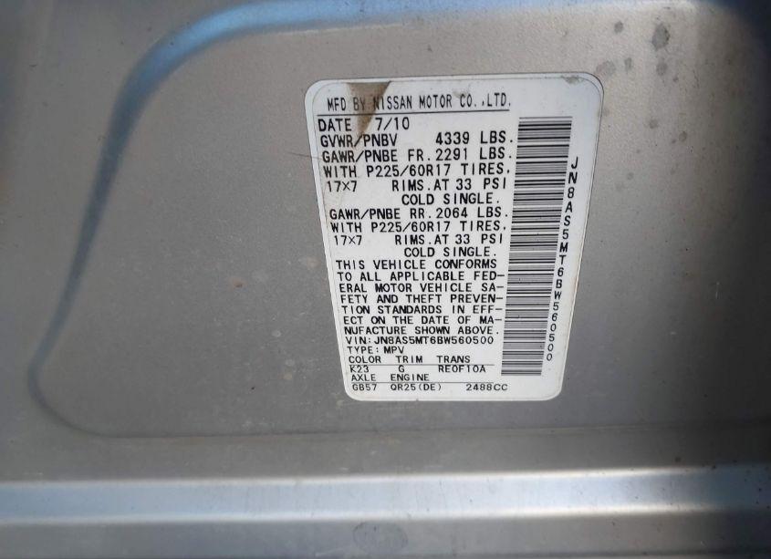 Photo 9 of 2011 Nissan Rogue SV (VIN JN8AS5MT6BW560500)